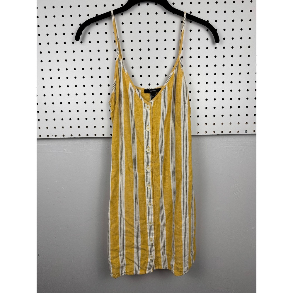 Forever 21 Linen Blend‎ Striped Mini Dress Mediterranean Coastal Euro Summer S